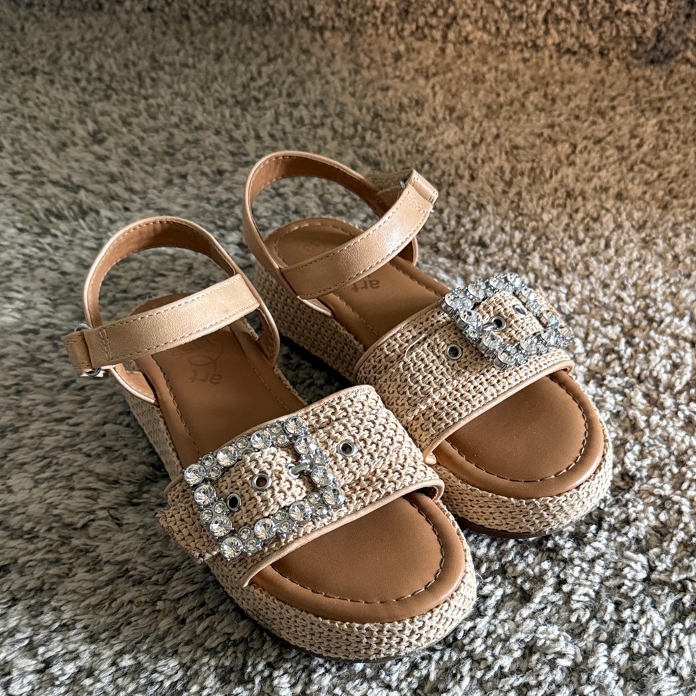 Art Class Tan Sandals with Silver Buckle